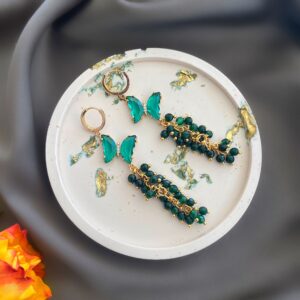 «PRIMAVERA» Luxury Chain And Natural Stone Earrings - Congo Lock - Image 2