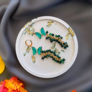 «PRIMAVERA» Luxury Chain And Natural Stone Earrings - Congo Lock - Image 3