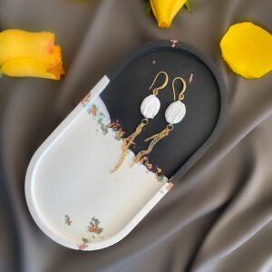 «TONIA» Beautiful Baroque Shell Coated Pearls Drop Earrings - Image 3