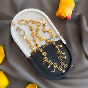 «LA MAGIE» Trendy Chain Choker-Necklace & Earrings Jewellery Set⠀ - Image 4
