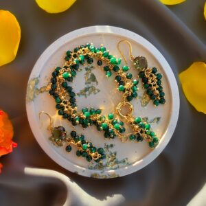 «VERDE» Beautiful Chain And Natural Stone Necklace & Earrings Luxury Jewellery Set - Image 6