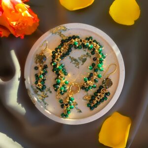 «VERDE» Beautiful Chain And Natural Stone Necklace & Earrings Luxury Jewellery Set - Image 7