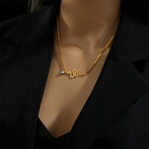 «SNAKE» New Fashion Waterproof Necklace For Women / Gold Color - Image 3