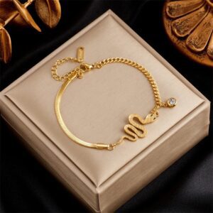«SNAKE» New Fashion Waterproof Necklace For Women / Gold Color - Image 5