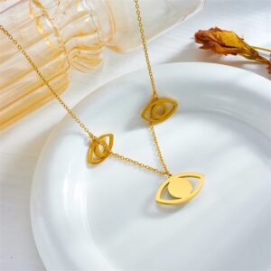 «BLUE EYE» New Fashion Waterproof Necklace For Women / Gold Color⠀ - Image 2
