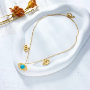 «BLUE EYE» New Fashion Waterproof Necklace For Women / Gold Color⠀ - Image 3