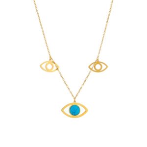 «BLUE EYE» New Fashion Waterproof Necklace For Women / Gold Color⠀ - Image 4
