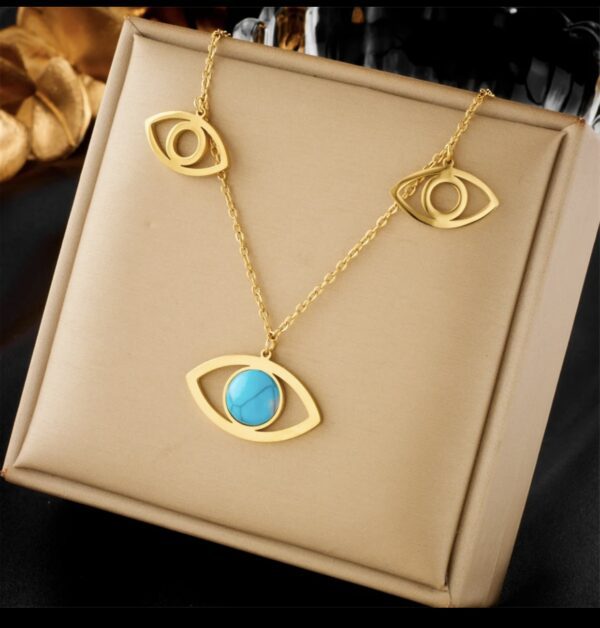 «BLUE EYE» New Fashion Waterproof Necklace For Women / Gold Color⠀