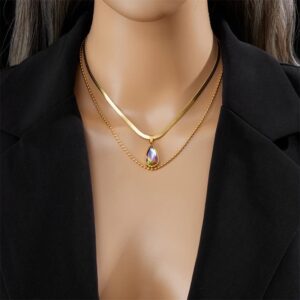 «CRYSTAL TEAR» New Fashion Waterproof Crystal Pendant Necklace For Women / Gold Color⠀ - Image 4