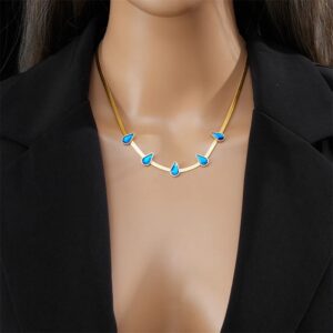 «BLUE TEARS» New Fashion Waterproof Crystal Pendant Necklace For Women / Gold Color⠀ - Image 6