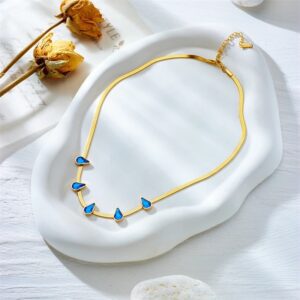 «BLUE TEARS» New Fashion Waterproof Crystal Pendant Necklace For Women / Gold Color⠀ - Image 3