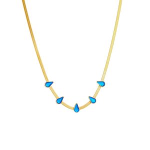 «BLUE TEARS» New Fashion Waterproof Crystal Pendant Necklace For Women / Gold Color⠀ - Image 4