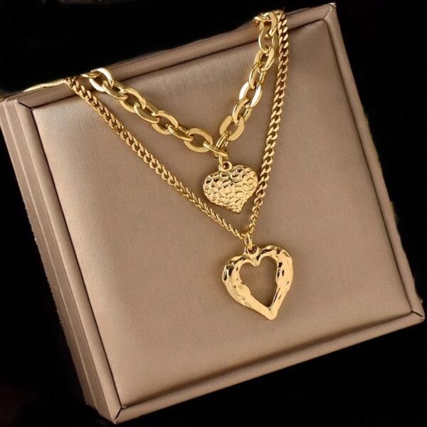«HEARTS» New Fashion Waterproof Necklace For Women / Gold Color⠀