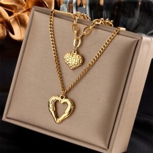 «HEARTS» New Fashion Waterproof Necklace For Women / Gold Color⠀ - Image 4
