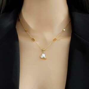 «CRYSTAL HEART» New Fashion Waterproof Crystal Pendant Necklace & Earrings Jewellery Set For Women / Gold Color⠀ - Image 8