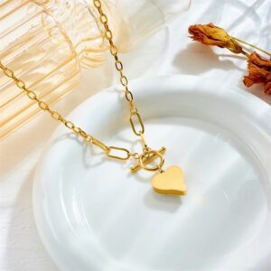 «CRYSTAL HEART» New Fashion Waterproof Large Crystal Pendant Necklace For Women / Gold Color⠀ ⠀ - Image 3