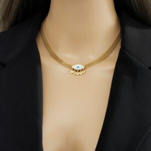 «EYES ON YOU» New Fashion Waterproof Pendant Necklace & Earrings Jewellery Set For Women / Gold Color⠀ - Image 7
