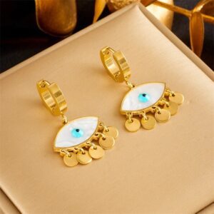 «EYES ON YOU» New Fashion Waterproof Pendant Necklace & Earrings Jewellery Set For Women / Gold Color⠀ - Image 2