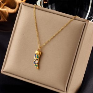 «MAGIC TOOTH» New Fashion Waterproof Pendant Necklace & Earrings Jewellery Set For Women / Gold Color - Image 3