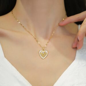 «DIAMOOND HEART» New Fashion Waterproof Pendant Necklace For Women / Gold Color - Image 6