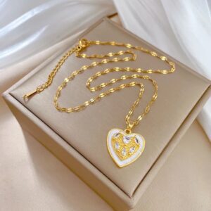 «DIAMOOND HEART» New Fashion Waterproof Pendant Necklace For Women / Gold Color - Image 3