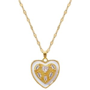 «DIAMOOND HEART» New Fashion Waterproof Pendant Necklace For Women / Gold Color - Image 5