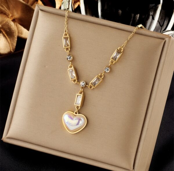 «SHINY HEART» New Fashion Waterproof Pendant Necklace For Women / Gold Color⠀ ⠀