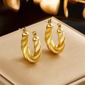 «TWISTS» New Fashion Waterproof Earrings For Women / Gold Color⠀ - Image 4