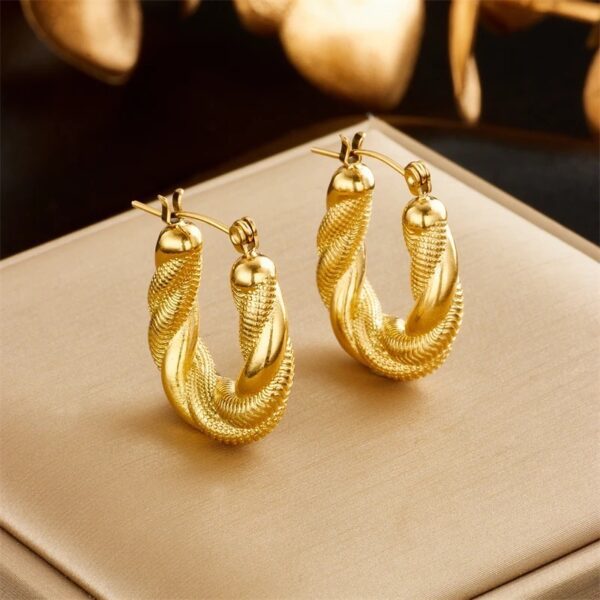 «TWISTS» New Fashion Waterproof Earrings For Women / Gold Color⠀