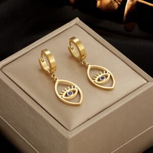 «EYELASH EYES» New Fashion Waterproof Earrings For Women / Gold Color - Image 2
