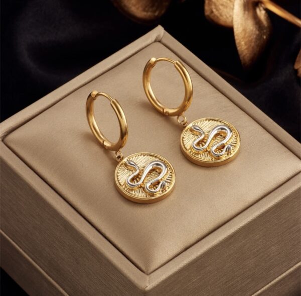 «SILVER SNAKES» New Fashion Waterproof Earrings With Natural Stone For Women / Gold Color