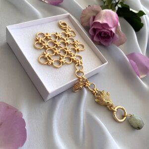 «NORBERTA» Luxury Chain Necklace With Beautiful Cubic Zirconia & Natural Stone Pendant - Image 2