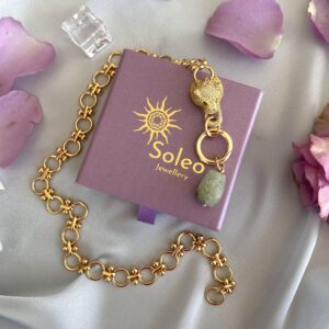 «NORBERTA» Luxury Chain Necklace With Beautiful Cubic Zirconia & Natural Stone Pendant - Image 7