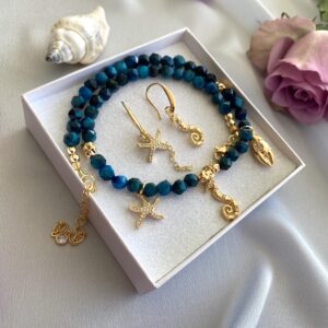«BLUE CORDELIA» Trendy Beautiful Nautical Style Necklace & Drop Earrings - Image 5