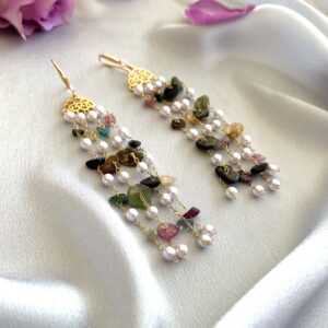 «LAYLA» Beautiful Drop Earrings With Natural Assorted Stones ⠀ - Image 4