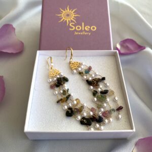 «LAYLA» Beautiful Drop Earrings With Natural Assorted Stones ⠀ - Image 2