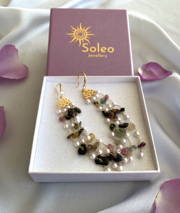 «LAYLA» Beautiful Drop Earrings With Natural Assorted Stones ⠀