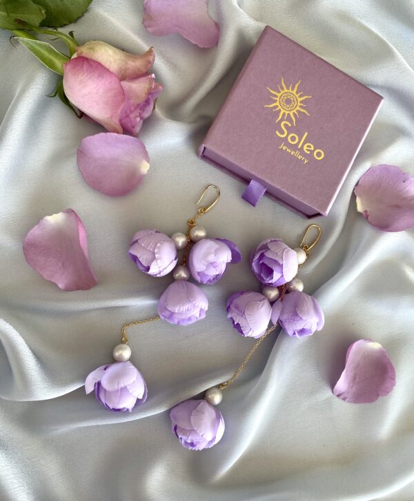 «BELLE FLEUR» Beautiful Floral Drop Earrings Collection - Lilac