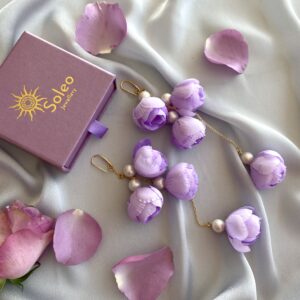 «BELLE FLEUR» Beautiful Floral Drop Earrings Collection - Lilac - Image 3