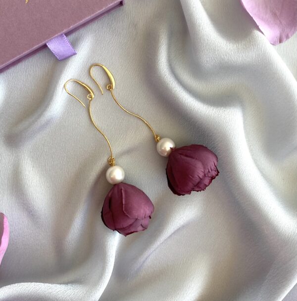«BELLE FLEUR» Beautiful Floral Drop Earrings Collection - Burgundi