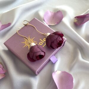 «BELLE FLEUR» Beautiful Floral Drop Earrings Collection - Burgundi - Image 8