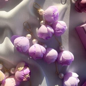 «BELLE FLEUR» Beautiful Floral Drop Earrings Collection - Lilac - Image 4
