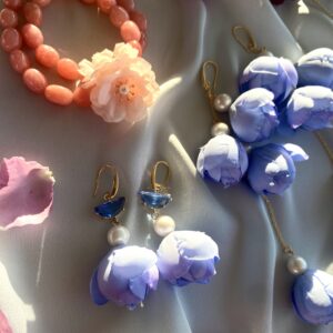 «BELLE FLEUR» Beautiful Floral Drop Earrings Collection - Blue-Tender - Image 6