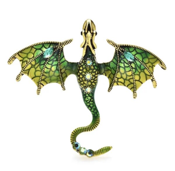 «FLYING DRAGON» New Fashion Brooch For Women / Green Color