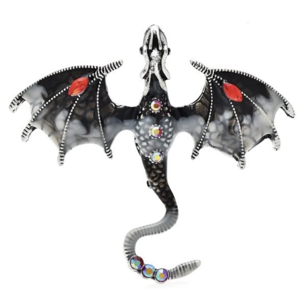 «FLYING DRAGON» New Fashion Brooch For Women / Grey Color