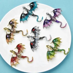 «FLYING DRAGON» New Fashion Brooch For Women / Green Color - Image 3