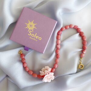 «PETITE FLORAL» Luxury Natural Stone Necklace With Beautiful Flower - Image 3