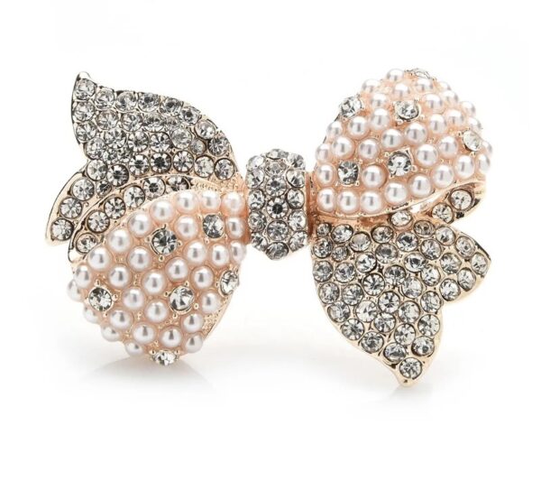 «PEARL BOWKNOT» New Fashion Brooch For Women / Silver & Pink 