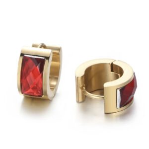 «NEW HOOP» New Trend Beautiful Earrings - Congo Lock - Gold-Red - Image 4