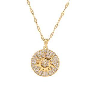 «SUN» Waterproof Necklace For Women With Cubic Zirconia/ Gold Color⠀ - Image 2